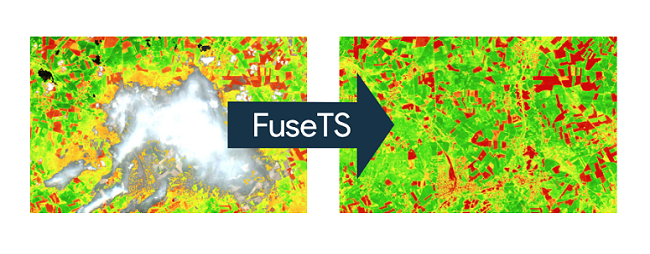 Figure 1 Data fusion example reconstructing a cloud affected image.